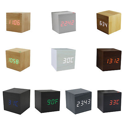Wood Cube LED Display Desk Clock Designs