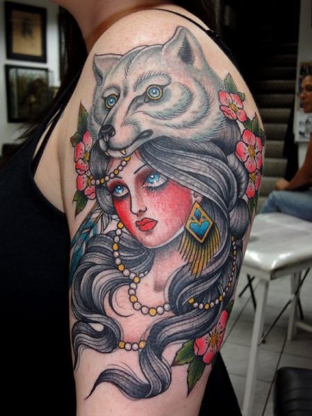 Wolf Tattoo Design for Women