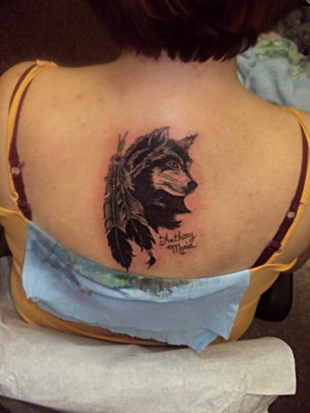 Feather Wolf Tattoo Designs