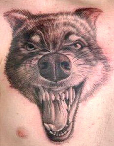 Angry Wolf Tattoo Design