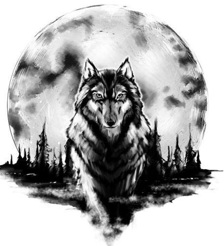 Hold és a farkas tetoválás