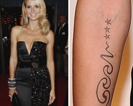 Modern tetoválások Heidi Klum testén