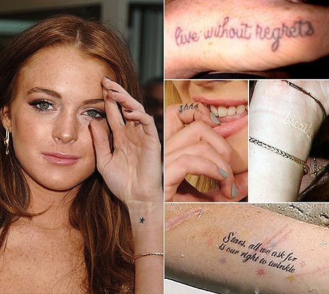 Liste over smukke Lindsay Lohan tatoveringer