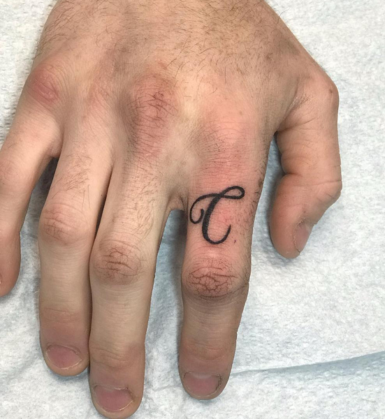 Finger C Letter Tattoo