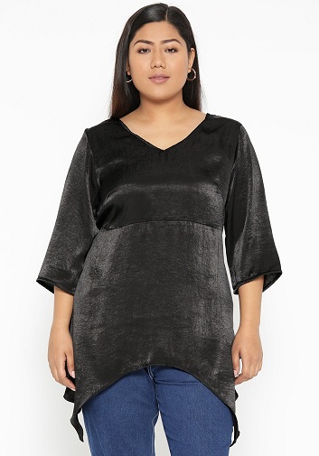 Plus størrelse silke satin top
