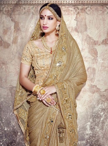 Golden Broderet Wedding Saree 11