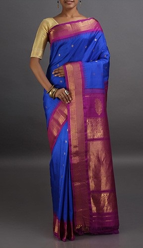 A kék Gadwal Saree