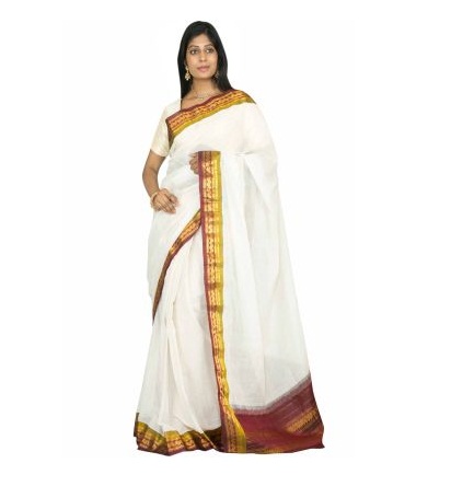 Den hvide Gadwal Saree