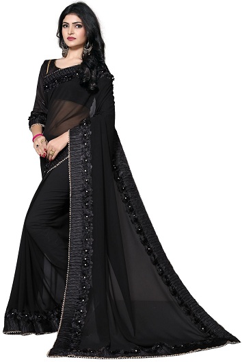 Fekete Georgette Saree