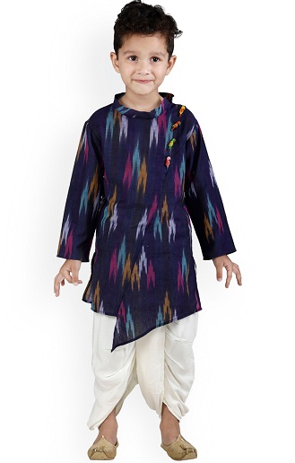 Ikkat Print Kurta Dhotival