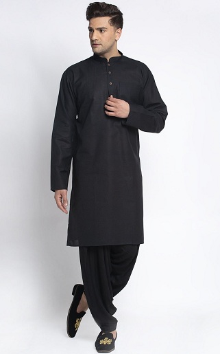 Fekete selyem Dhoti Kurta