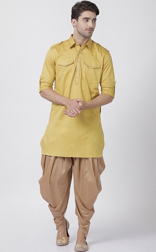 Sárga Pathani Dhoti Kurta