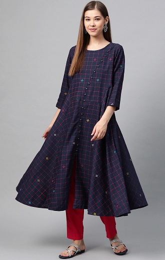 Designer Checked Kurti By Sangria