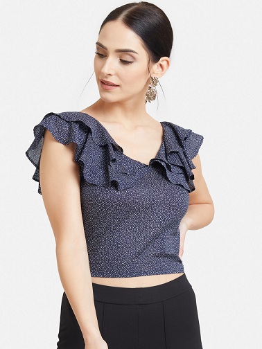 Chiffon kortærmet crop top