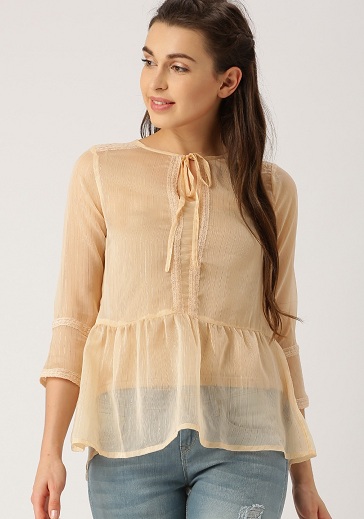 Lángolt Chiffon Peplum Top