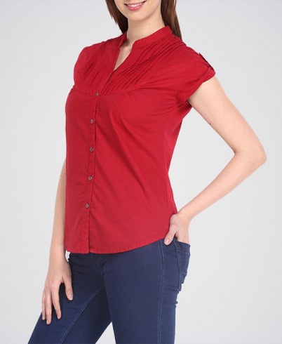 Sapkaujjú piros színű ing