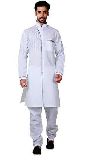 White Fancy Pathani Kurta Pyjama
