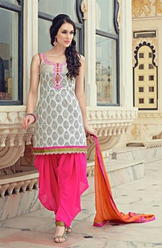 Bomulds stilfuld Punjabi Salwar -dragt