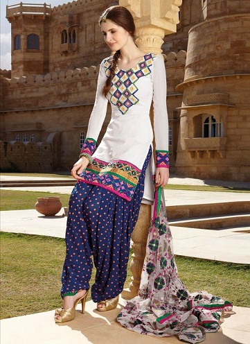 Phulkari Work Punjabi Salwar Suit