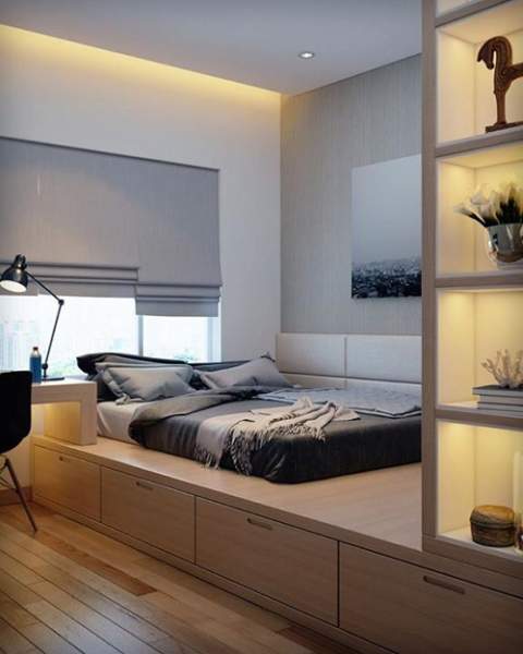 Japansk soveværelse design til lille plads