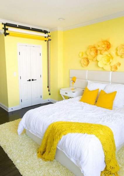 Små gule soveværelsesideer