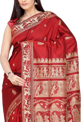 Baluchari Sarees-Red Baluchari Saree 11