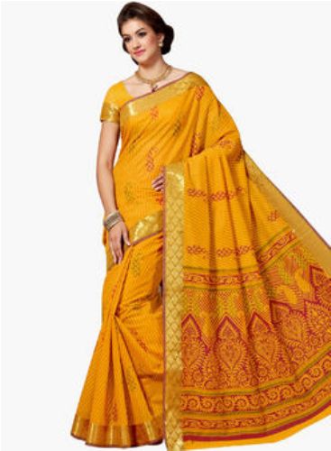 Kunstnerisk gul Saree