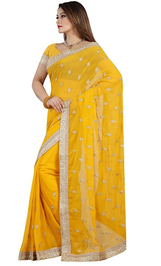 Sárga Chiffon Saree