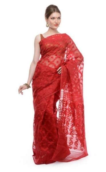 Piros Jamdani Saree