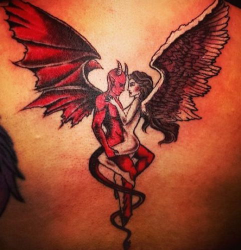 Démon és angyal tetoválás pároknak