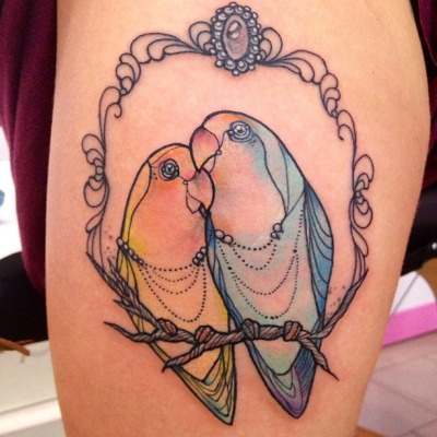 Aranyos szerelmes madarak pár tetoválás