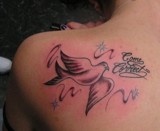 Letter and Dove Tattoo Design