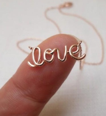 Lettering Long Necklace Rose Gold