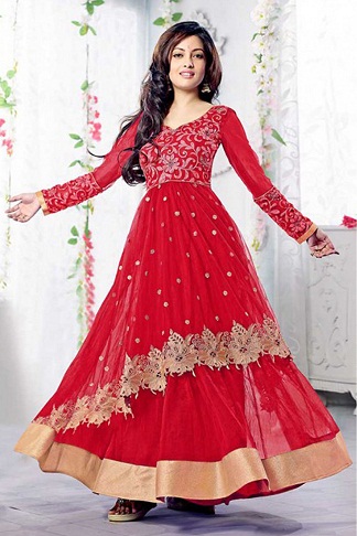 Vörösrétegű Anarkali Salwar Kameez