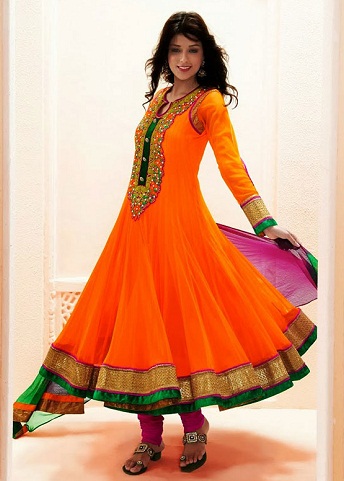 Orange designer Anarkali Salwar Kameez