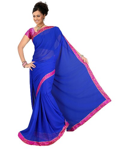 A Royal Blue Chiffon Saree