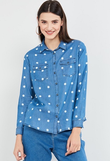 Denim Polka Dot skjorte