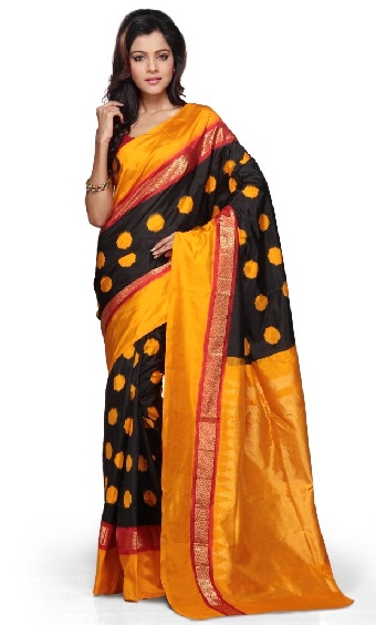 A gyönyörű sárga Pochampally Saree