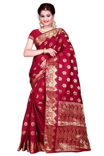 Rød Pochampally Silk Saree