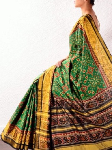 Grøn silke Pochampally Saree