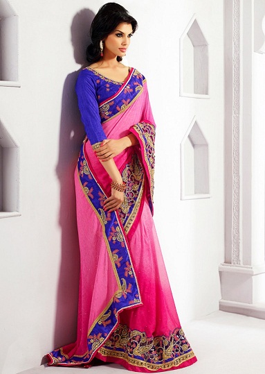 Designer Pink Saree til bryllupper