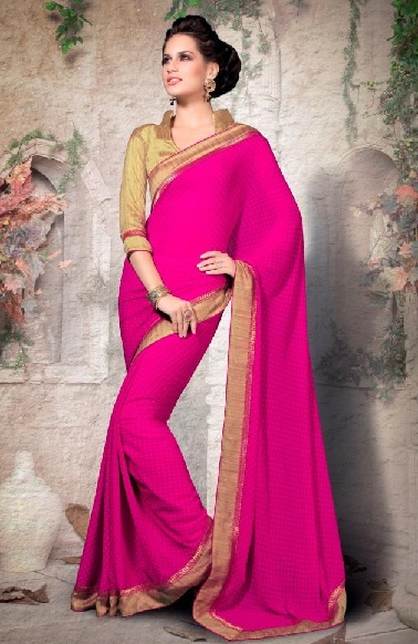 Den fantastiske Pink Silk Saree
