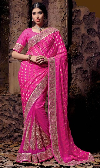 Tervező Pink Party Wear Saree