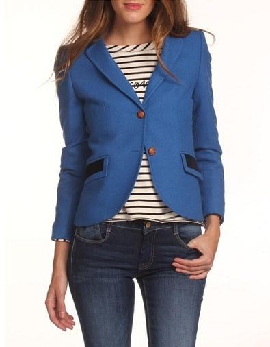 Blue Fitted Blazer Kvinder