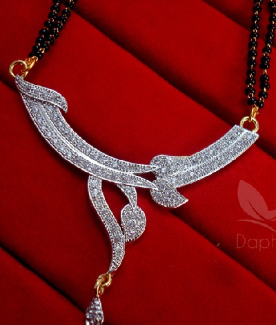 Leafy Zircon Studded Designer Mangalsutra