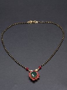 Rød og grøn blomster designer Beaded Mangalsutra