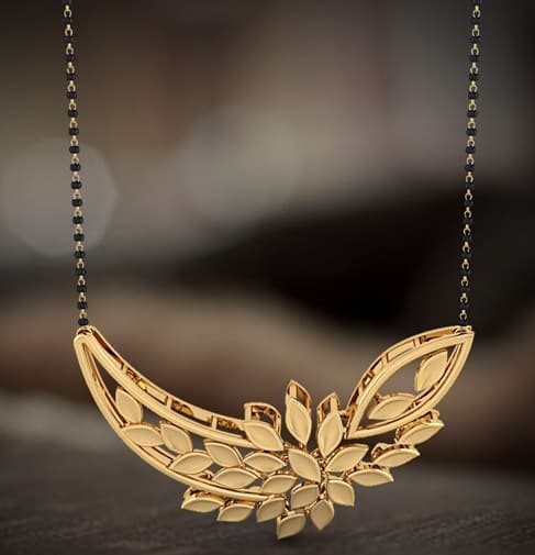 3D Designer Leaf Pendel Mangalsutra