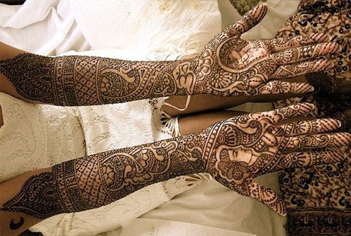 Brud & amp; Brudgom Punjabi Mehndi Design Fuld Hænder