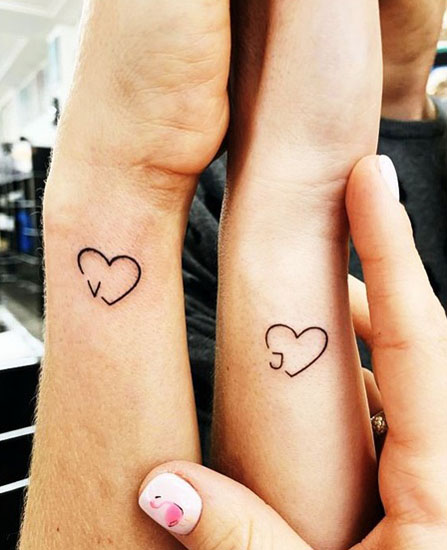 J Heart Tattoo til par