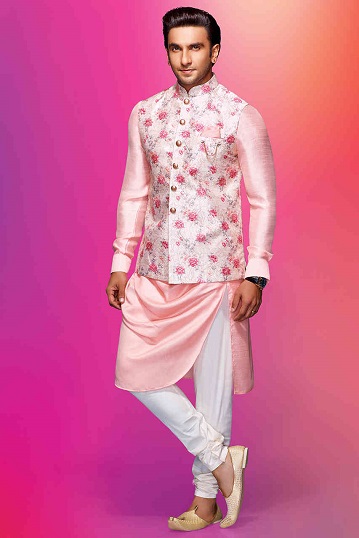 Pink Draperet Kurta med blomsterjakke